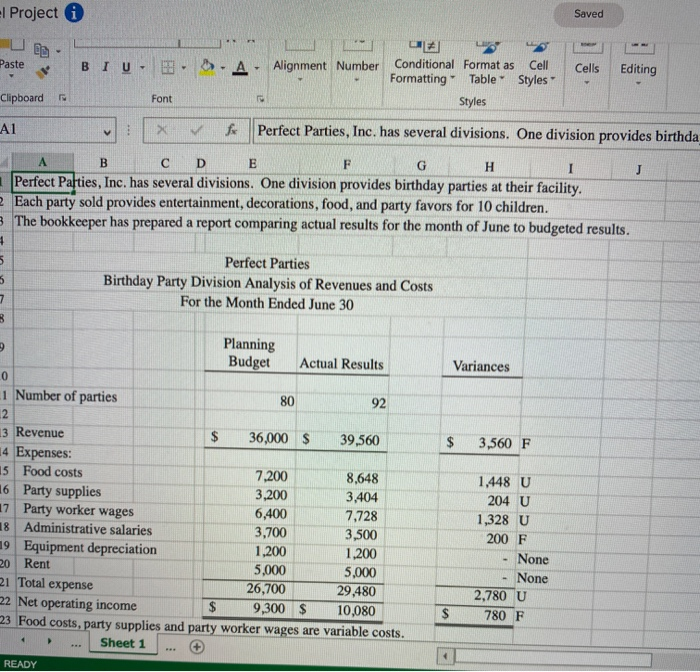Formattias Styles Preparing a Performance Report - Excel FILE HOME INSERT PAGE