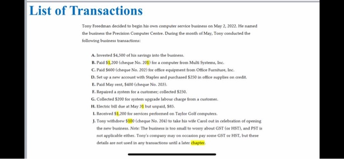 transactions (on the next slide) 1. Set up an expanded accounting equation