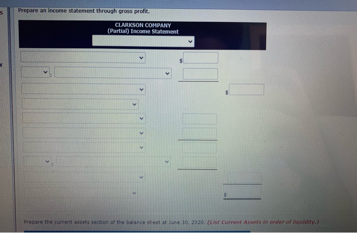 7/1/19 Finished Goods Inventory 6/30/20 Work in Process Inventory 7/1/19 Work in