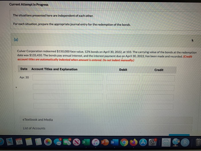  Current Attempt in Progress The situations presented here are independent of