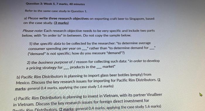 questions from the second page. Case study: Pacific Rim Distributors Product: craft