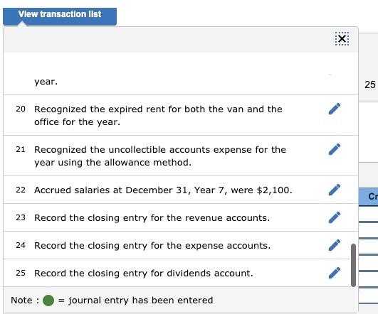Year 7, for one year's office rent in advance. 4 Purchased $550