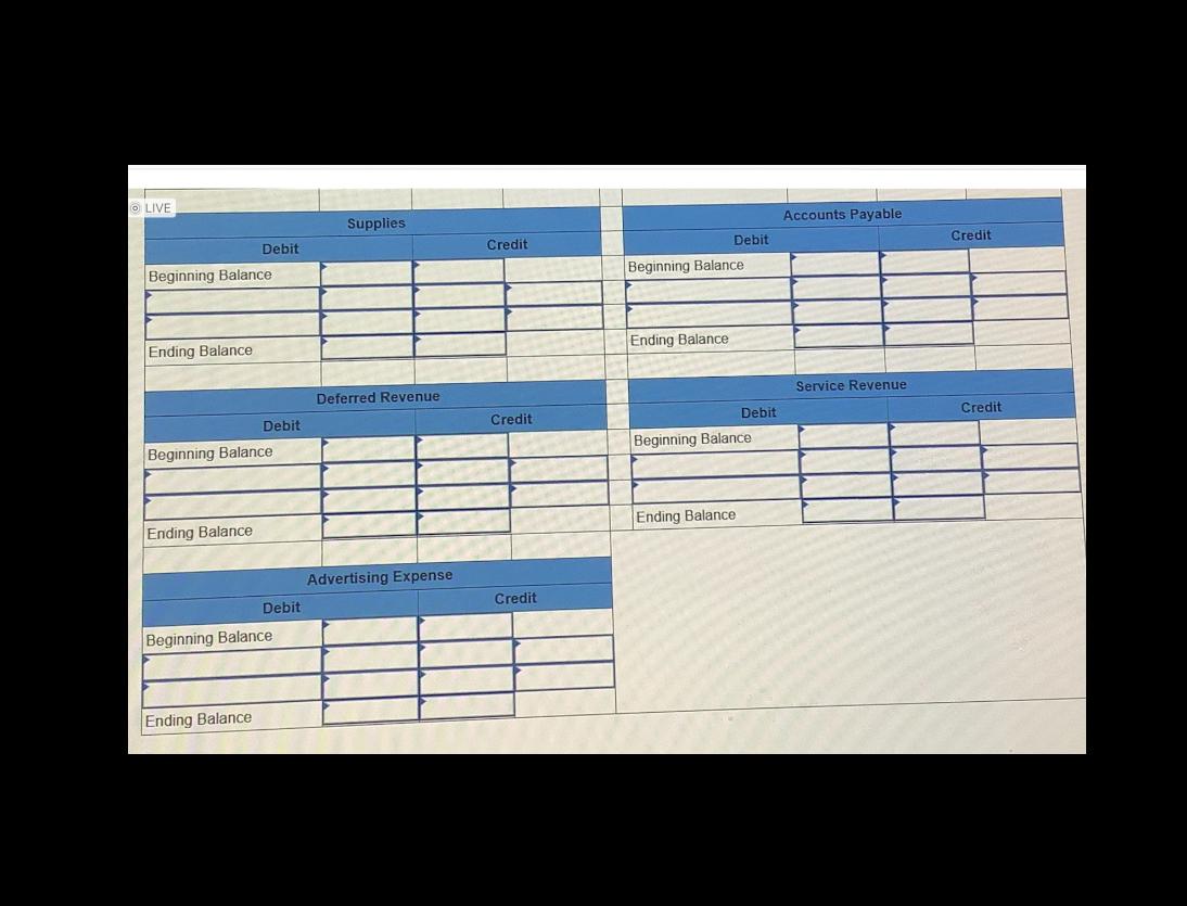 T-accounts and compute the ending balance of each account. The beginning balance