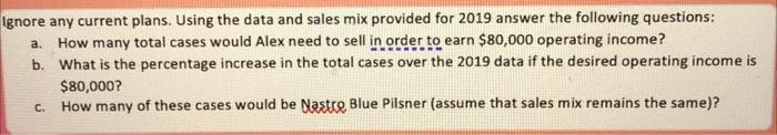  a. Ignore any current plans. Using the data and sales mix
