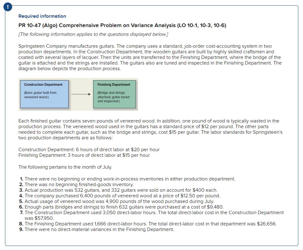 PR 10-47 (Algo) Comprehensive Problem on Variance Analysis (LO 10-1, 10-3,