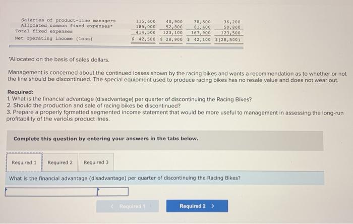 Cycle Company manufactures three types of bicycles-a dirt bike, a mountain bike,