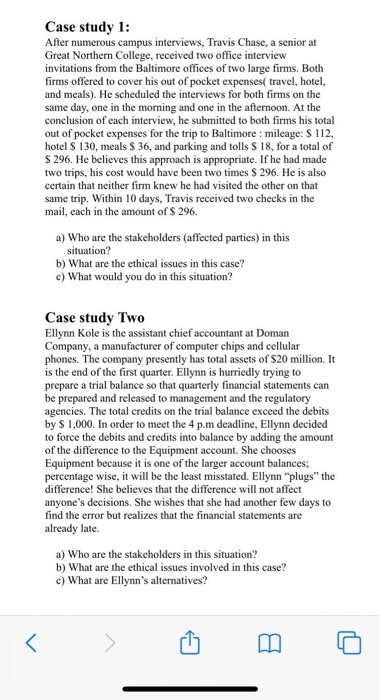 study 1: After numerous campus interviews, Travis Chase, a senior at Great