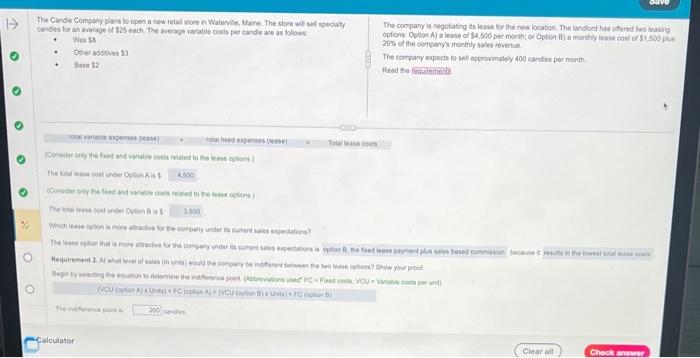 Help me solve the indifference point. i got 200 candles but that