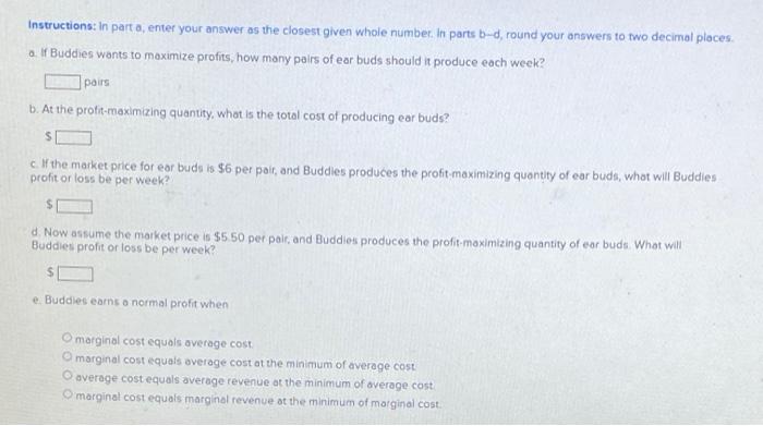 total cost (ATC) for Buddies, a purely competitive firm that produces novelty