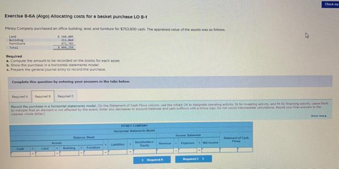 for a basket purchase LO 8-1 Pitney Company purchased an office building.