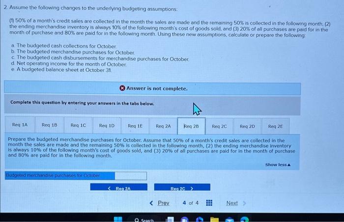 The company is in the process of preparing a budget for October