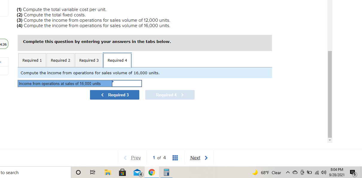 units x $208 per unit) Cost of goods sold Direct materials Direct