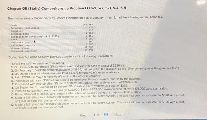  i need help finishing this please Chapter 05 (Static) Comprehensive Problem