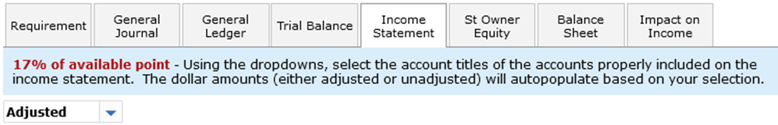 required -The unadjusted or adjusted balances will appear for each account, based