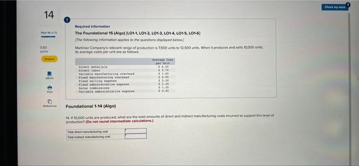 0.83 pom Sep 10 of Sant Required information The Foundational 15 (Algo)