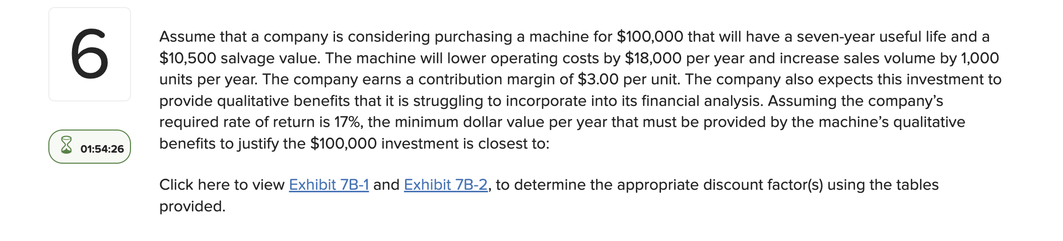  Assume that a company is considering purchasing a machine for $100,000