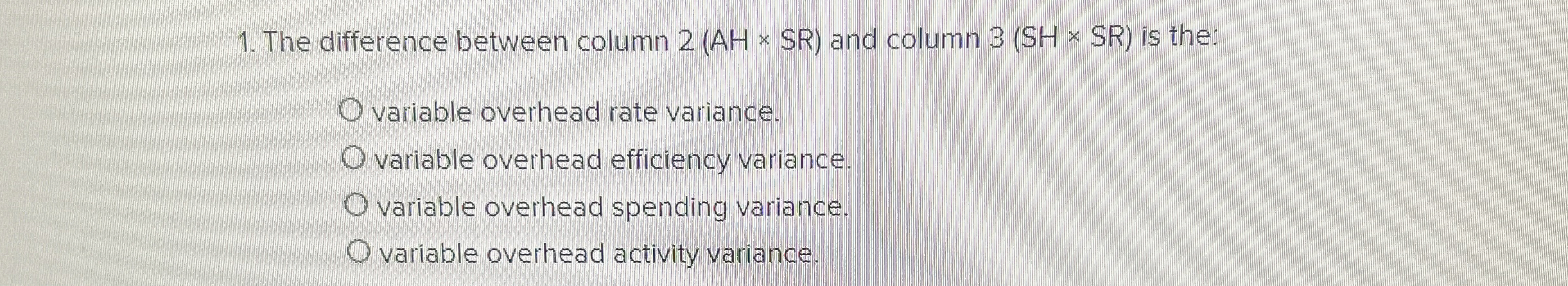  The difference between column 2(AHSR) and column 3(SHSR) is the: variable