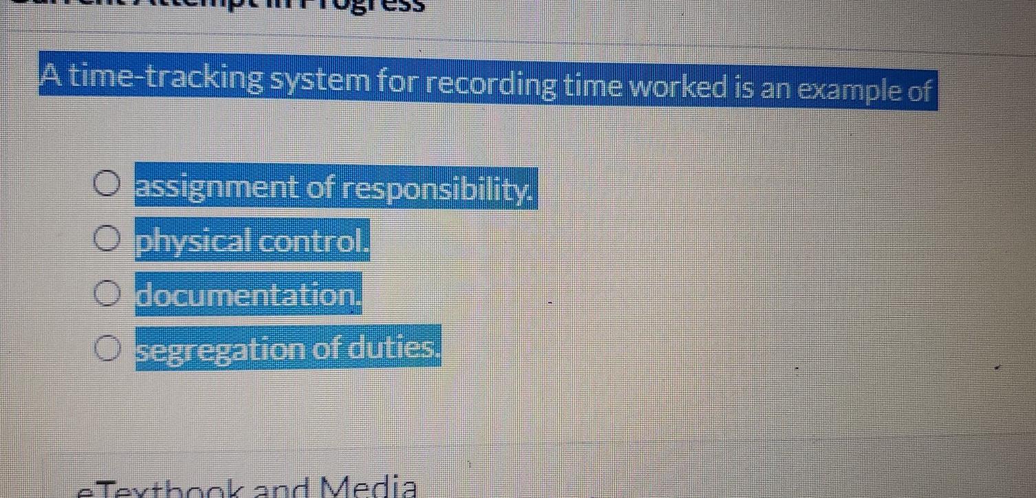 A time-tracking system for recording time worked is an example of
