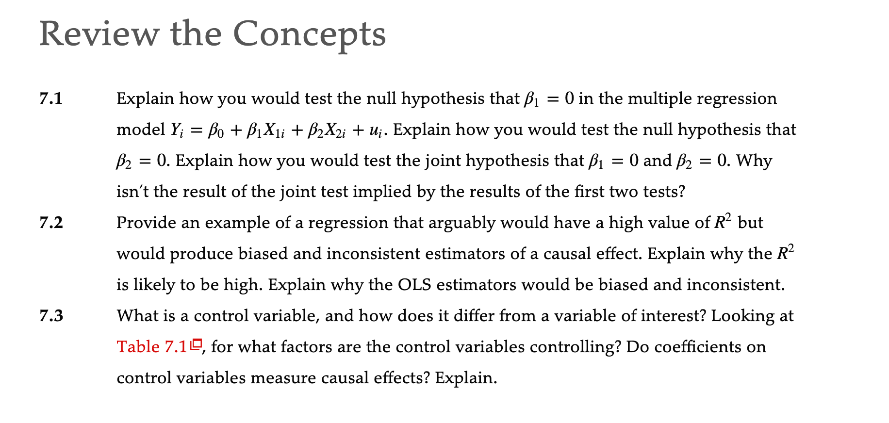 Review the Concepts 7.1 Explain how you would test the null