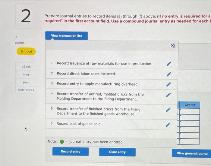 4-1 (Static) Process Costing Journal Entries [LO 4-1] Quality Brick Company produces