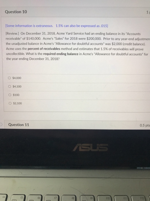 Question 10 Some information is extraneous. 1.5% can also be expressed