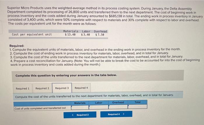 26,800 units and transferred them to the next department. The cost of