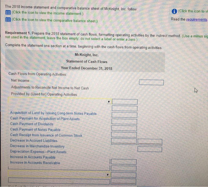 31, 2018 and 2017 1. Prepare the 2018 statement of cash flows,