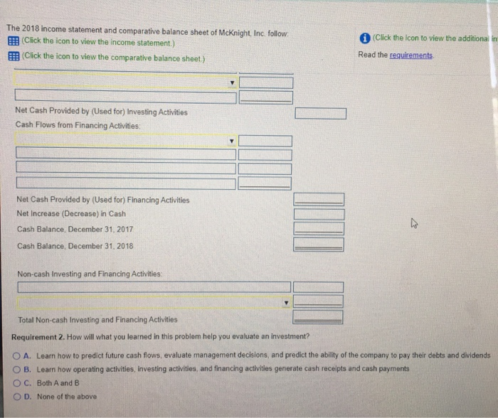 leared in this problem help you e aluate an investment? 2018 2017