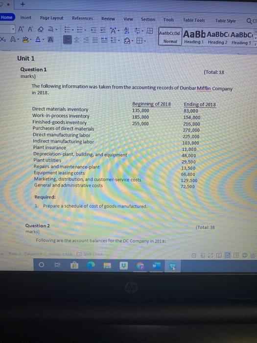  + Home Insert Page Layout References Review View Section Tools Table