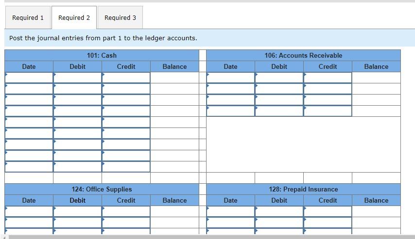 Type or paste question here Required 1 Required 2 Required 3 Post