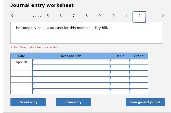 Date April 06 Record entry Clear entry View general journal Journal entry