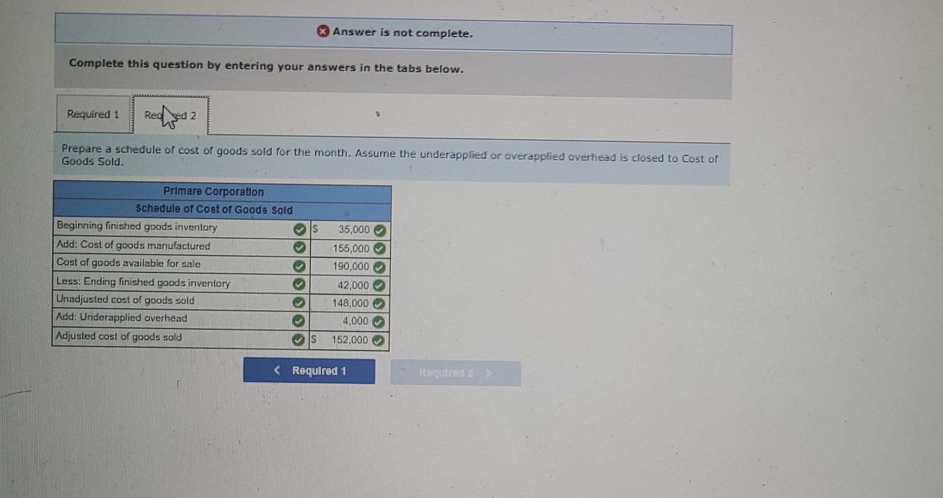 in the tabs below. Suired 1 Required 2 Prepare a schedule of