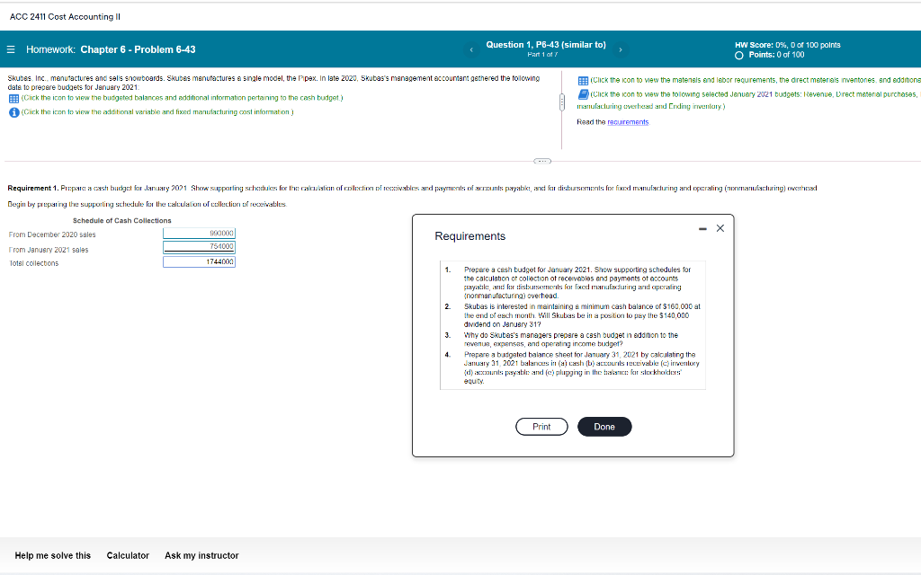  ACC 2411 Cost Accounting i Homework: Chapter 6 - Problem 6-43