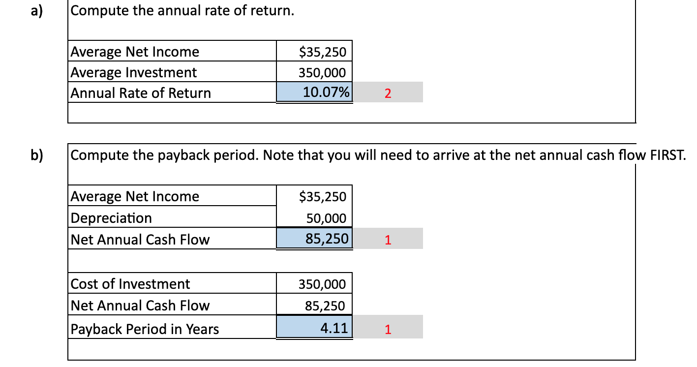 for C and D with the formulas if possible. Thank you :)