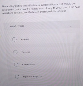  The audin objective that all bolances include all items that should
