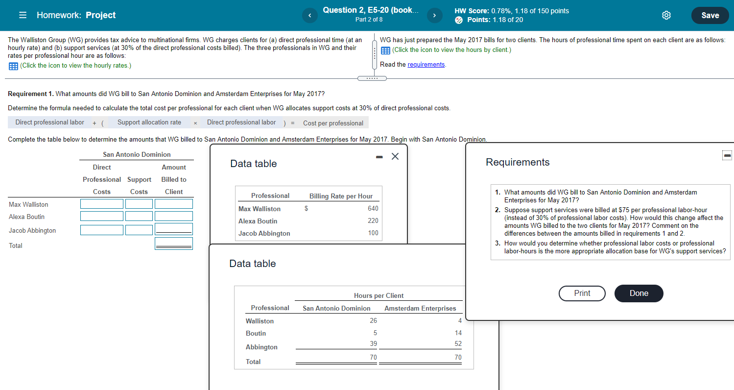 Please complete requirements 1,2, and 3. = Homework: Project Question 2, E5-20