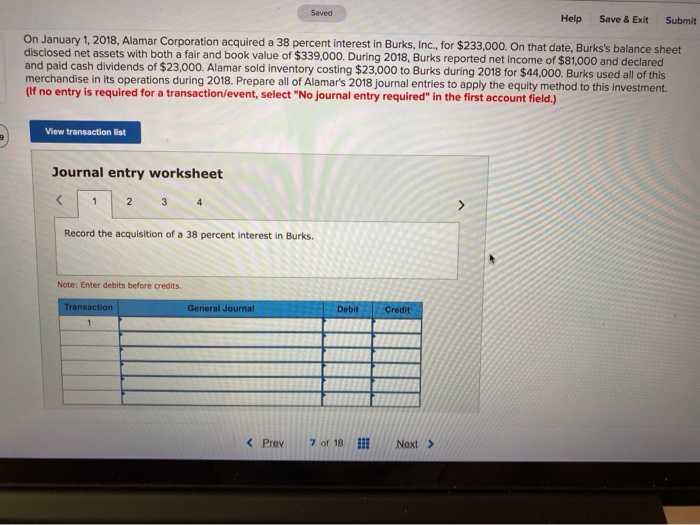  Saved Help Save & Exit Submit On January 1, 2018, Alamar