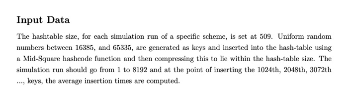 a hash-table of size M = 509. Note that 509 is a