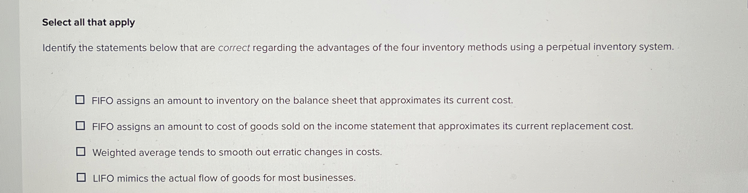  Select all that apply Identify the statements below that are correct