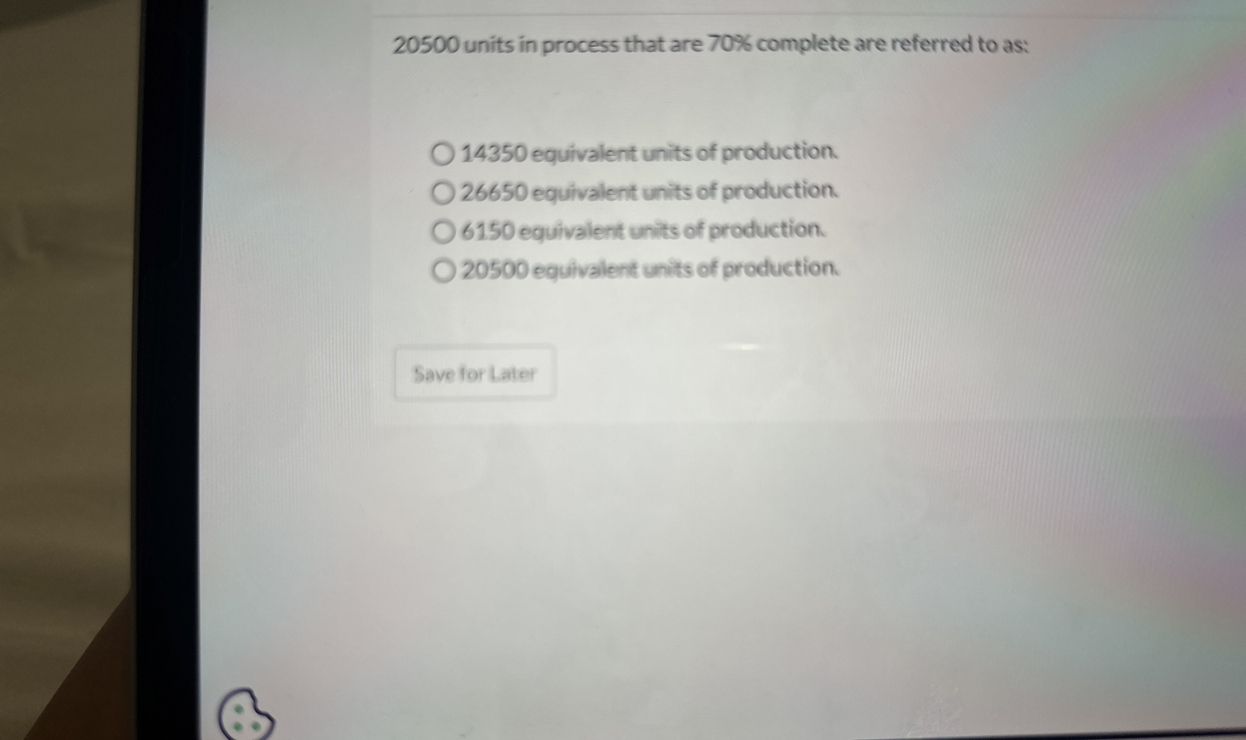  20500 units in process that are 70% complete are referred to
