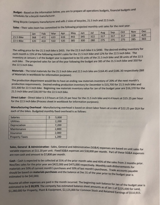  et - Based on the information below, you are to prepare