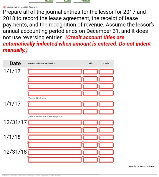 Leasing Company signs an agreement on January 1, 2017, to lease equipment