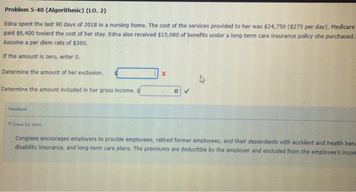  Problem 5-40 (Algorithmic) (LO. 2) Edna spent the last 90 days
