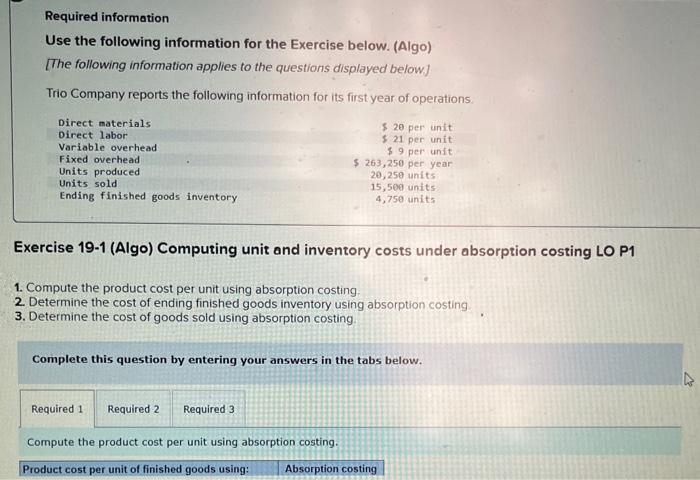 this question is linked together as part 1 and part 2 Required