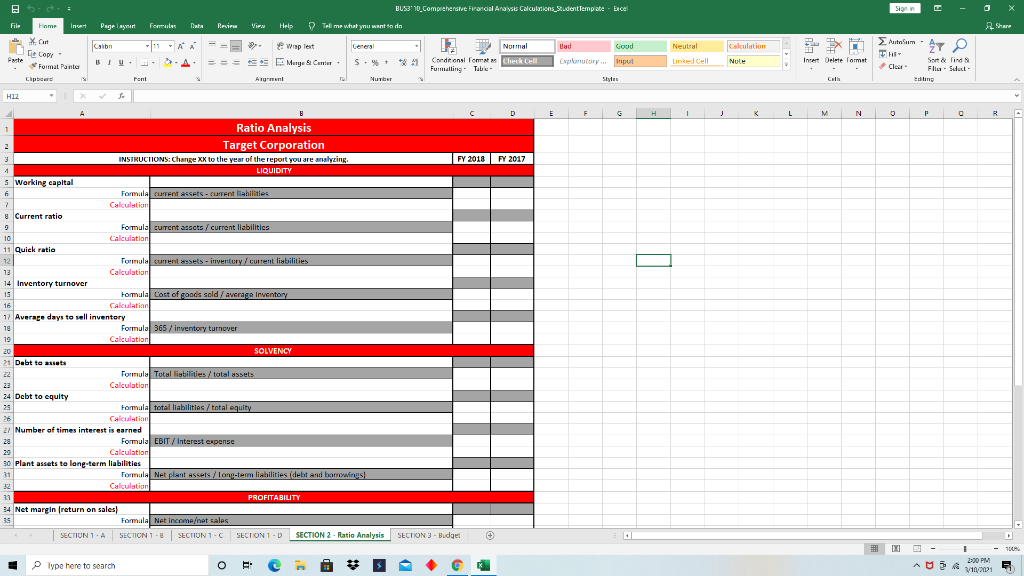 Please help with the ratio analysis portion. Use my other charts with