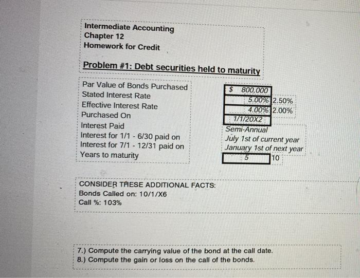  Intermediate Accounting Chapter 12 Homework for Credit Problem #1: Debt securities
