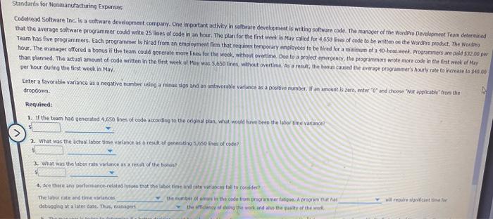  Standards for Nonmanufacturing Expenses Codeltead Software Inc. is a software development