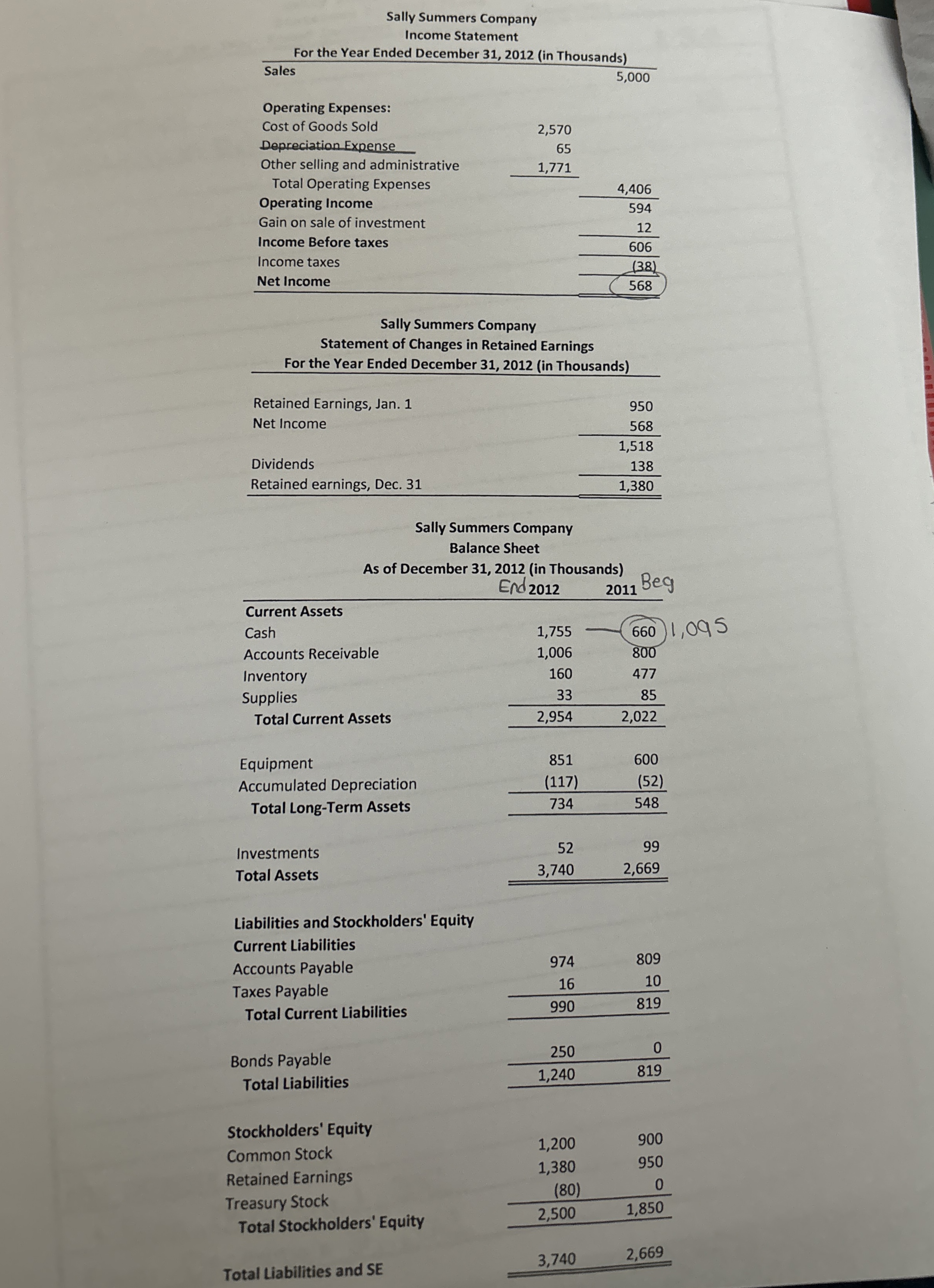  Create a statement of cash flows 