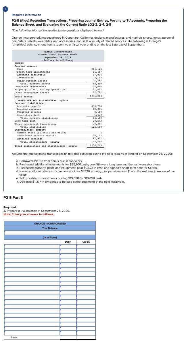 T-Accounts, Preparing the Balance 5heet, and Evaluating the Current Ratio LO2-2, 2-4,