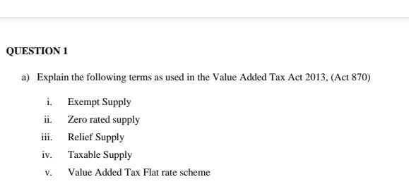 a) Explain the following terms as used in the Value Added